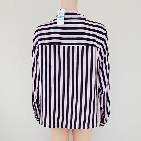 I.N.C international concepts stripe long sleeve twisted front top - Picture 4 of 10